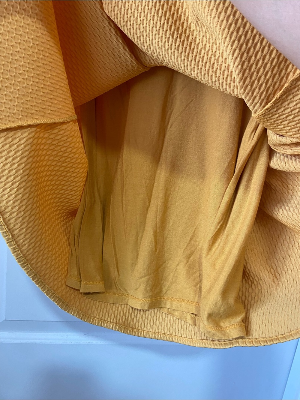 Free People Mustard Yellow Crochet Collar Mini Dress Boho Western - Picture 7 of 7